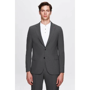 D'S Damat Slim Fit Gri Düz Mono Yaka Çift Yırtmaçlı Astarlı Takim Elbise 4HF05ORT01577