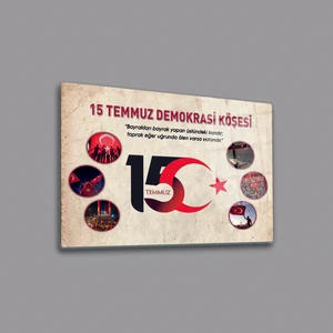 Cam Tablo | 15 Temmuz Demokrasi Köşesi | Krem Fon | 30 x 40 cm