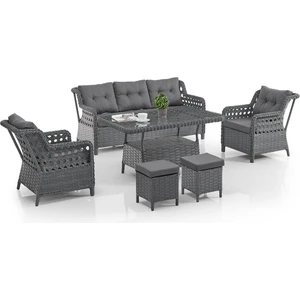 Deniz Rattan Puflu Bahçe Balkon Takımı 3+1+1 Antrasit