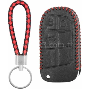 Şenyıldız Aksesuar Fiat 500 x 5001  Egea Cross Uyumlu Deri Anahtar Kılıf ve Örgü Anahtarlık
