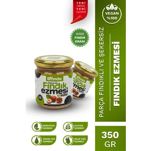 Bi Fındık Doğal Şekersiz Fındık Ezmesi Katkısız Atıştırmalık Kahvaltılık Sürülebilir %100 Fındıklı 350GR