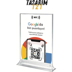Masa Üstü NFC ve QR Kodlu Google Yorum ve Puanlama Standı Föylük TASARIM 121