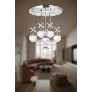 Eray Aydınlatma 2560-5+1 6 Li Krom LED Avize(Beyaz Işık -Sarı Işık - Gün Işığı)