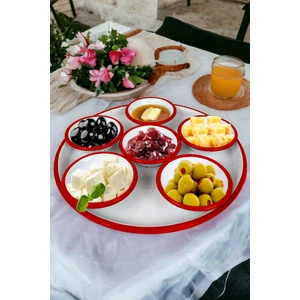 İnci Emaye 7 Parça Emaye Kahvaltı Seti, Sunum, Kahvaltı Tabağı, Reçellik, Zeytin, Peynir Tabağı, Çeyiz, Hediye