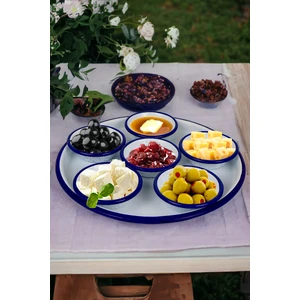 İnci Emaye 7 Parça Emaye Kahvaltı Seti, Sunum, Kahvaltı Tabağı, Reçellik, Zeytin, Peynir Tabağı, Çeyiz, Hediye