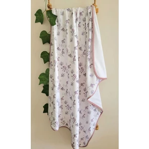 Alpar Tekstil Pamuklu Çift Katlı Penye Kız- Erkek Yenidoğan -Bebek Kundak Battaniyesi Beyaz/ Flamingo