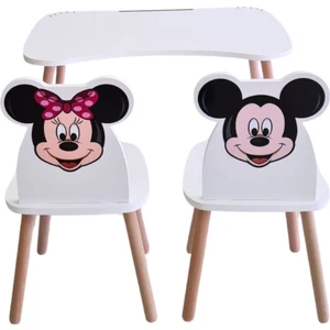 Çocuk Aktivite 1 Masa 2 Sandalye Takımı 4-12 Yaş Minnie Mouse ve mickey mouse