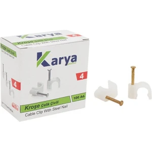 Kroşe 4 Numara Çelik Çivili 8 mm Kroşe 100'lü Paket 2x4 Kablolar İçin Kablo Tutucu Kroşe