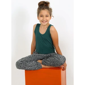 Kız Çocuk Sıfır Kol Zümrüt Yeşili Penye Pijama Takım 20433