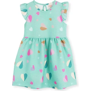 Kız Çocuk Kalp Desenli Elbise AK2406