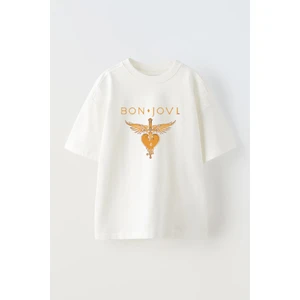 Unisex Bon Jovi Tasarım Baskılı Pamuk Beyaz Oversize T-Shirt