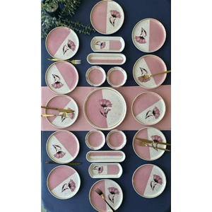 Venüs Home Gelincik Model 12 Kişilik 21 Parça Kahvaltı Takımı (Pembe)