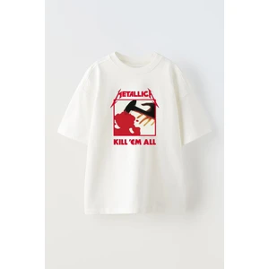 The Wert Unisex Metallica Kill Em All Tasarım Baskılı Pamuk Beyaz Oversize T-Shirt