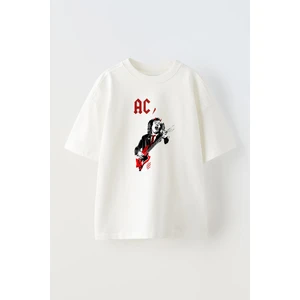 Unisex Acdc Metallica Gitar Kırmızı Tasarım Baskılı Pamuk Beyaz Oversize T-Shirt