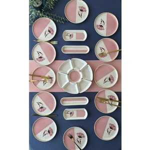 Venüs Home Gelincik Model 12 Kişilik 23 Parça Kahvaltı Takımı (Pembe)