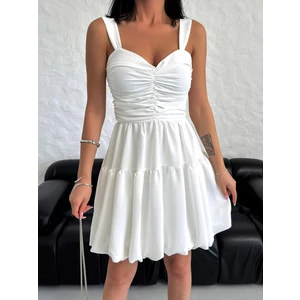 Zishan Fashion Zishan Kalın Askılı Balon Etekli Mini Boy Kadın Abiye & Mezuniyet Elbisesi