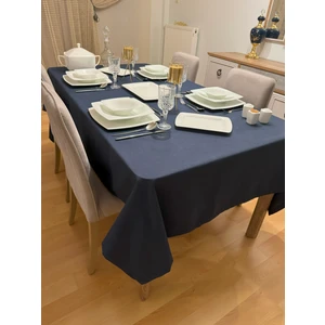 Zeren Home Meral Kurşun Collection Sıvıya Dayanıklı Pamuk Keten Dertsiz Masa Örtüsü Lacivert