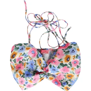 Büzgü Detaylı Çiçekli Crop Bluz Pembe
