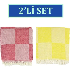 Inter Z 2'li Set Dama Desenli Peştamal Plaj Havlusu 70X155 cm