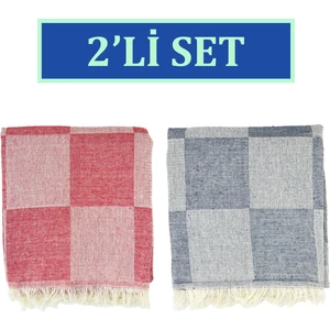 Inter Z 2'li Set Dama Desenli Peştamal Plaj Havlusu 70X155 cm