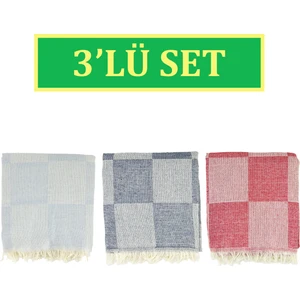 Inter Z 3'lü Set Dama Desenli Peştamal Plaj Havlusu 70X155 cm