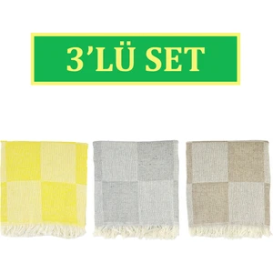 Inter Z 3'lü Set Dama Desenli Peştamal Plaj Havlusu 70X155 cm