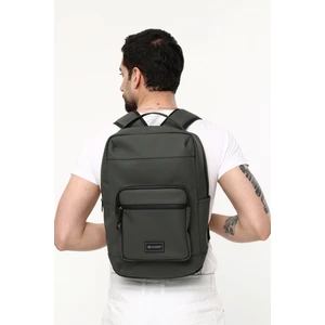 İcone Bag Mat Suni Deri Fermuar Kapamalı Sırt Çantası Haki