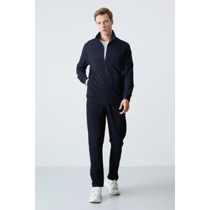 Lacivert Pamuklu Kalın Yumuşak Dokulu Comfort Fit Basic Erkek Eşofman Takım - 85260
