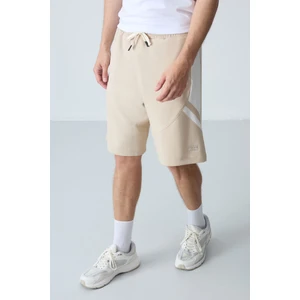 Air Jones Bej Pamuklu Kalın Yumuşak Dokulu Standart Fit Basic Erkek Şort  - 81281