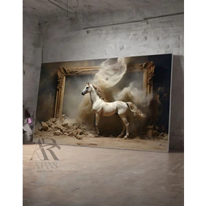 Ar Ajans Kanvas Tablo Çerçeveden Çıkan Asil Atın Muhteşem Görüntüsü Dekoratif Kanvas Tablo