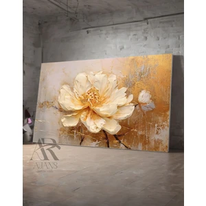 Ar Ajans Kanvas Tablo Gold Detaylı Çiçek Serisi 10790 Dekoratif Kanvas  Tablo