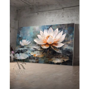 Ar Ajans Kanvas Tablo Beyaz Lotus Çiçeği- Su Lalesi Dekoratif Kanvas Tablo