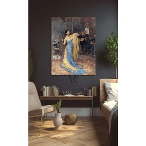 Ar Ajans Kanvas Tablo Mavi Elbiseli Şarkı Söyleyen Kanvas Tablo