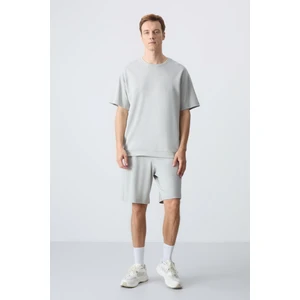 Air Jones Taş Pamuklu Kalın Yumuşak Dokulu Oversize Fit Basic Erkek Şort Takım - 85257