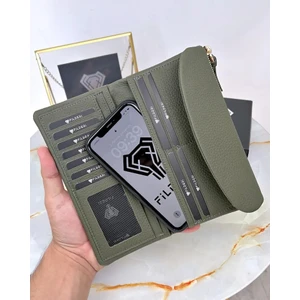 Fil Deri Kadın Cüzdan Yumuşak Hakiki Deri Çift Renkli