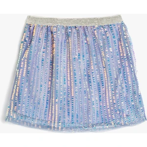 Pullu Payetli Etek Astarlı Beli Lastikli