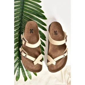 Krem Anatomik Parmak Arası Yazlık Günlük Birken Mayari Terlik