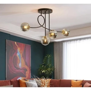 Fer Avize  Jade Modern Globe Camlı Siyah Kasa Füme Camlı 4’lü Avize