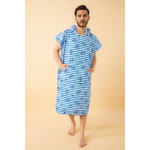 Vevien Home Anchor Desen Yetişkin Sörf Yazlık Panço Kapüşonlu Plaj Havlusu Plaj Elbisesi S-M Beden