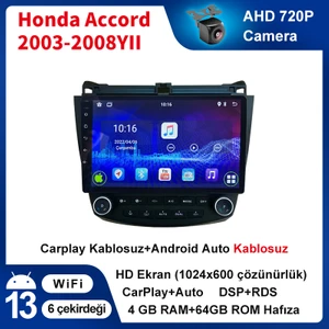 Honda Accord 2003-2008YIL 4gb Ram 64GB Hafıza Android Carplay Araç Multimedya
