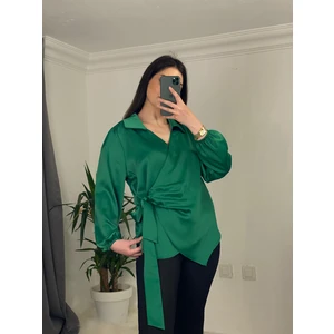 Butik Özlem Bilgin Yandan Bağlamalı Saten Bluz