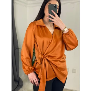 Butik Özlem Bilgin Yandan Bağlamalı Saten Bluz