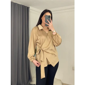 Butik Özlem Bilgin Yandan Bağlamalı Saten Bluz