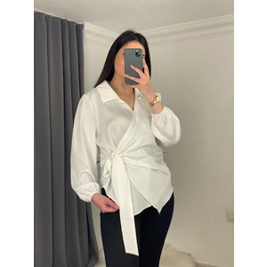 Butik Özlem Bilgin Yandan Bağlamalı Saten Bluz