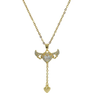 ÇLK Accessories Çelik Taşlı Kalp Kanat Kolye