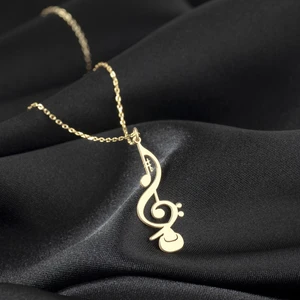 One Silver Gold 925 Ayar Gümüş Sol Anahtarlı Kolye Özel Tasarım