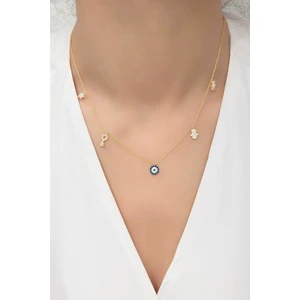 Silvano Jewelry 925 Ayar Gümüş ve Altın Kaplama Özel Tasarım Kolye – Şans Koleksiyonu, Zarif Takı