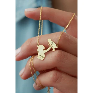 Silvano Jewelry 925 Ayar Gümüş Isimli Anne Bebek Kolyesi