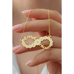 Silvano Jewelry 925 Ayar Gümüş Isimli Papatyalı Sonsuzluk Kolye
