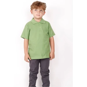Unısex Çocuk Kısa Kol Normal Kalıp Comfort Polo Yaka Düz Renk Okul Penye Lakost T-Shırt